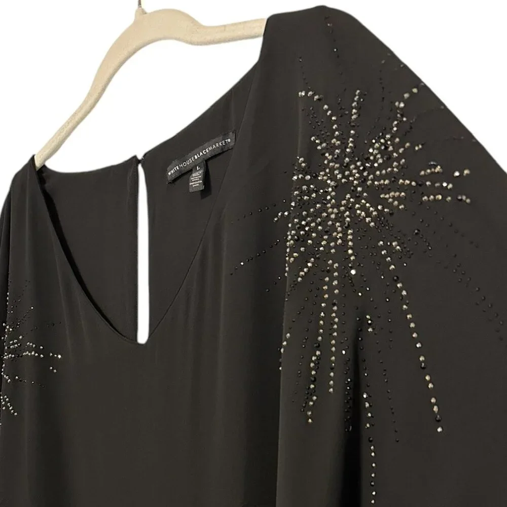 Whitehouse BlackMarket kimono sleeve starburst embellished blouse Size L - Picture 3 of 10